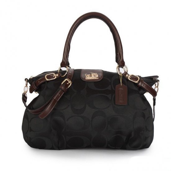 Coach Madison Kelsey In Signature Medium Black Satchels ATK - Click Image to Close